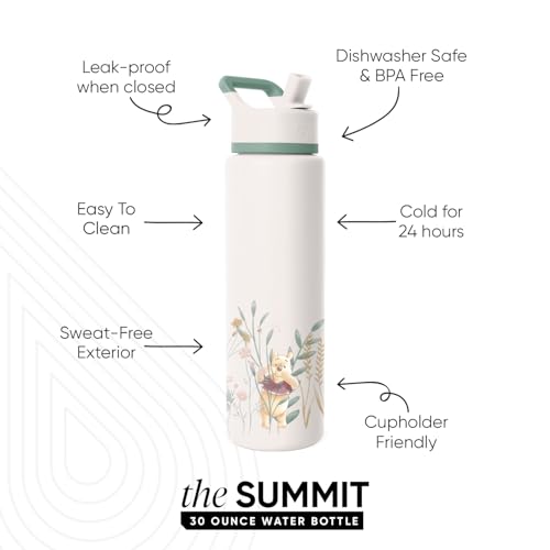 Simple Modern Disney Winnie the Pooh Water Bottle with Straw | 30oz | Summit Stainless Steel Water Bottles, Insulated Metal Cup | Leak Proof for School, Gym, Travel, Sports | In the Wilderness - color: -Disney: Winnie the Pooh in the Wilderness, style: 30