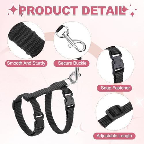 Rabbit Harness and Leash, Escape Proof Bunny Cat Leash Small Animal Harness Soft Adjustable Buckle(2Pcs, Red/Black) for Bunny Kitten Cats Puppies Walking Hiking Training - color: Red/Black