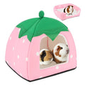 BWOGUE Guinea Pig Bed Hideout, Washable Hamster Cave for Small Animals | Removable Cushion for Cleaning, Warm Fleece Nest, Washable Bed, 10 x 9.8 x 9 in, Dwarf Rabbits Hedgehogs - color: Strawberry Pink