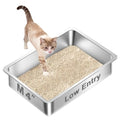 Low Entry Stainless Steel Litter Box for Kitten, Small Shallow Metal Litter Pan Tray for Rabbits Hamsters, Easy to Clean Pet Bathroom Accessories-15.75''Lx 11.81'' W x4'' H - color: 15.75''Lx 11.81'' W x4'' H