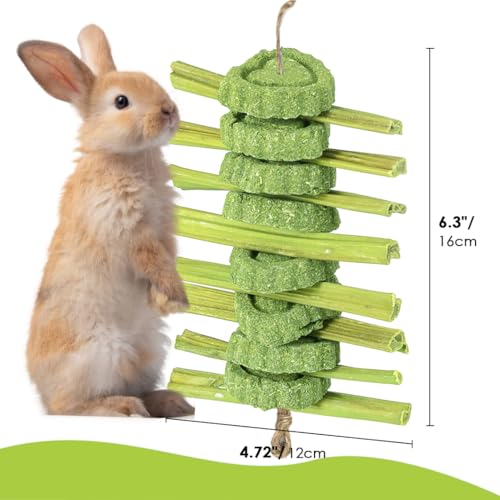 60pcs DIY Rabbit Toys for Bunnies Boredom,Rabbit Toy for Bunnies Boredom Bunny Toys for Teeth, Timothy Stick, Apple Sticks, Sweet Bamboo, for Guinea Pig, Hamster, Chinchilla, Rat, Small Animals