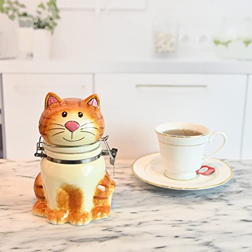 Hand-Painted Earthenware Pretty Kitty Hinged Jar by Boston Warehouse - color: Sitting Pretty Cat