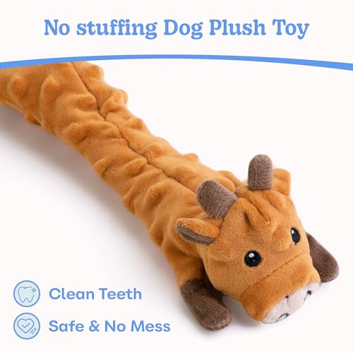 SHARLOVY Dog Squeaky Toy, Bubble Plush Puppy Teething Pet Toy, Crinkle No Stuffing Animals Dog Toy, Doggies Chew for Large Small Medium Breeds - color: Bubble Plush-Cow, size: Large
