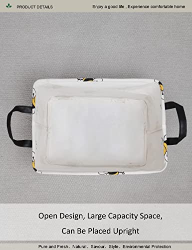 Rectangular Fabric Storage Bin, Foldable Bee print Basket | Damp-proof canvas with reinforced stitched handles.Great for clothes,books & sundries in closets,playrooms,laundry rooms. - color: Bee