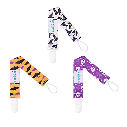 babygoal Halloween Pacifier Clips, 6 Pack Binky Paci Holder Leashes Fits for Most Baby Pacifiers and Binkies - color: bat,spider,skull