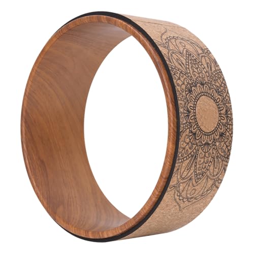 High Density PU Rubber Yoga Wheel for Stretching and Flexibility to Help Back Aches and Tension, Tear, Flexible Roller Designed, Extend Premium Back Roller - color: Wood grain inner ring