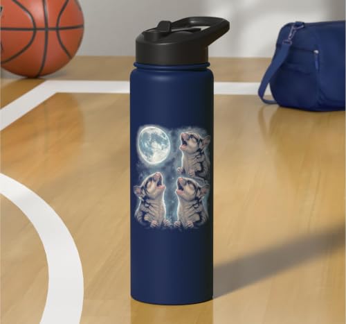 Sugar Glider Howling at Moon Retro 90's Stainless Steel Insulated Water Bottle - color: Navy Blue