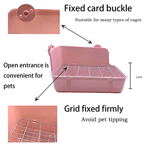 11Pcs Rabbit Litter Box Toilet,Bunny Corner Litter Bedding Plastic Square Grate Guinea Pig Bunny Ferret Hamster Hedgehog, Potty Trainer Bedding Box for Guinea Pig Ferret Hamster Hedgehog (Pink) - color: Pink