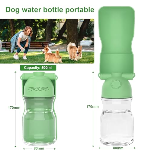 Amerisun Dog Water Bottle, 16.9 OZ Collapsible Leak-Proof Pet Water Bowl | Collapsible Water Bottle,Suitable for Dog, Cat, Puppy, Guinea Pig, Hamster & Bunny. Ideal for Walking, Hiking (A012B-Green) - color: A012B-Green
