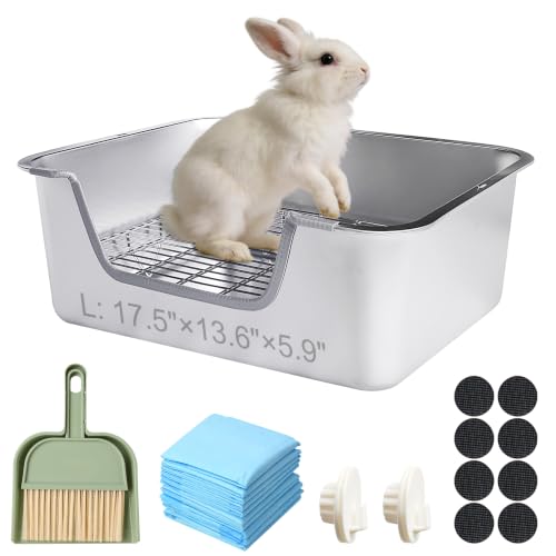 Stainless Steel Sifting Litter Box for Rabbit (L) - size: Large