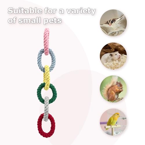 Sugar Glider Toys, Cotton Rope Climbing Rings, Colorful Hanging Toy | Cage Accessories for Rats, Squirrels, Birds & Small Pets – Chewable & Durable, Fun Activity for Enrichment, Easy to Hang