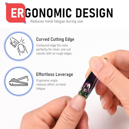 firiKer Nail Clippers with Nail File,Fingernail Clipper,Toe Nail Clippers | Nail Clipper Set ( Rainbow), Large for Toenails,Small for Fingernails, Used Separately, Ideal Gift for Men and Women - color: Rainbow