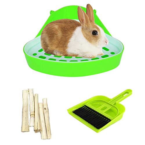 kathson Triangle Potty Trainer Corner Bunny Toilet Guinea Pig Litter Bedding Plastic Box Pet Pan for Rabbit Chinchilla Hamster Ferret Small Animal (Green) - color: Green