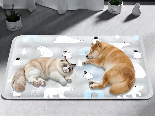 Water-Fillable Pet Cooling Mat, Pressure Activated Gel Cooling Pad for Dogs & Cats, Durable & Scratch Resistant, Perfect for Hot Weather to Prevent Overheating (88, Bear Gray, Medium) - color: BEAR GRAY, size: 15.7*19.7