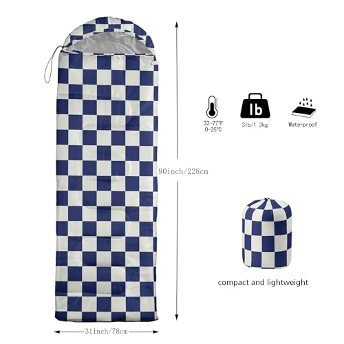Sleeping Bags for Adults and Kids Backpacking Camping Sleeping Bags for Girls and Boys Lightweight Waterproof Cold/Warm Sleeping Bag for All Season - color: Purple and White Check