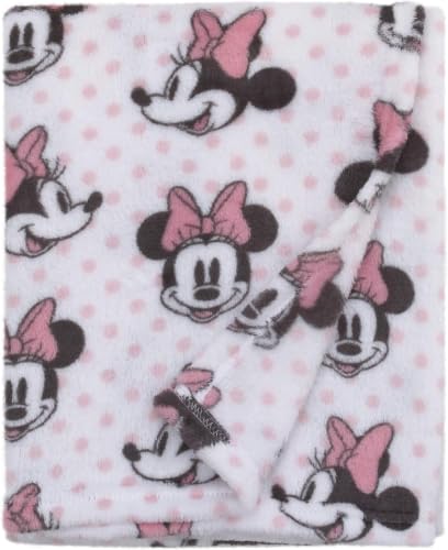 Disney Minnie Mouse, Pink, White and Black Super Soft Plush Baby Blanket, Pink, White, Black 30x36 Inch (Pack of 6) - color: Disney Minnie Mouse Polka Dot, size: 30x36 Inch (Pack of 6)