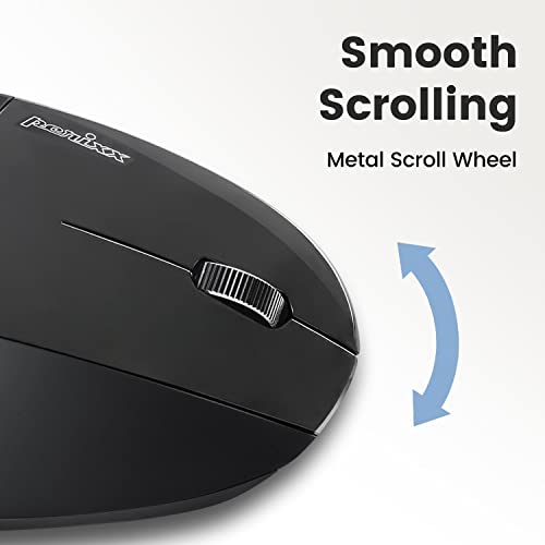 Perixx PERIDUO-813B US, Wireless Ergonomic Compact Keyboard and Vertical Mouse - Multi-Device - Black - US English
