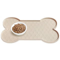 PWTAA Dog Food Mat Anti-Slip Silicone Dog Bowl Mat Thicker Pet Placemat Waterproof Cat Feeder Pad with Raised Edge Puppy Kitten Feeding Mats Suitable Small Medium-Sized Dogs Cats Eating Tray - color: Beige, size: 19.4" x 9.8"