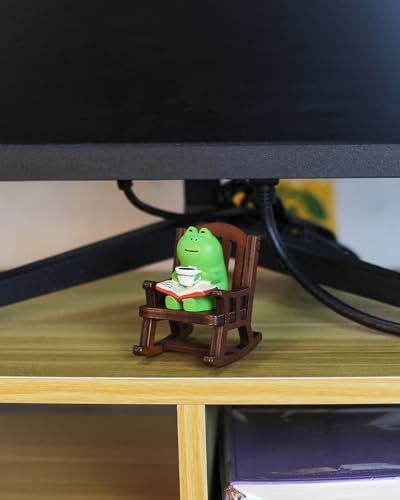 Mevodeata Cute Mini Frog Figurine with Small Sofa Resin Figure for Office Home Decor for Frog Lovers (Rocking Chair) - color: Book Frog-chair