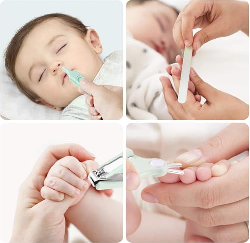 Baby Nail Clippers, 4-in-1 Safe Baby Nail Kit with Cute Case, Nail Clipper, Scissors, Tweezers, Nail File Set for Newborn, Infant, Toddler and Kids-Owl Green - color: Green