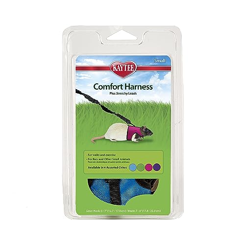 Kaytee Comfort Harness and Stretch Leash, Small | Safer walks and healthy exercise. Small-animal leash and harness. Velcro straps, e-z snap buckle, 4-ft harness leash - size: Small