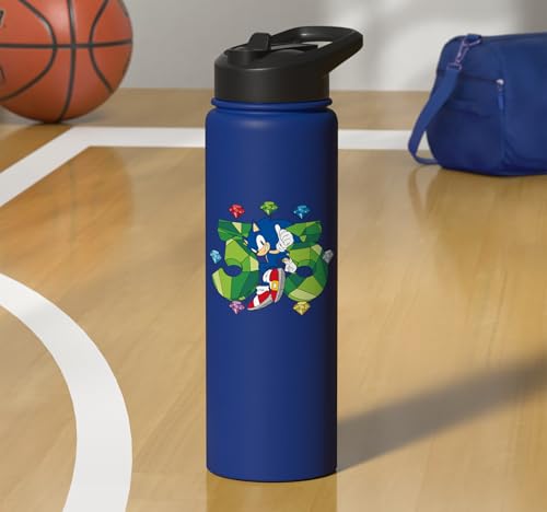 Sonic the Hedgehog: 35th Anniversary Key Visual Stainless Steel Insulated Water Bottle - color: Royal Blue