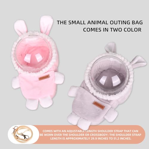 Hamster Carrier Rat Bag Cute Rabbit Shape Small Animal Sugar Glider Travel Pouch Gerbil Hedgehog Portable Travel Carrier Outdoor Hangbag Grey Squirrel Rat Carrier (Grey) - color: Grey