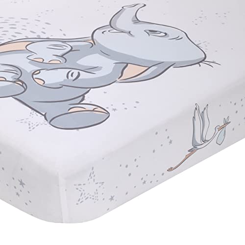 Disney Dumbo Sweet Little Baby Light Blue and White Storks "Bundle of Joy" 100% Cotton Photo Op Nursery Fitted Crib Sheet - color: Dumbo Sweet Little Baby