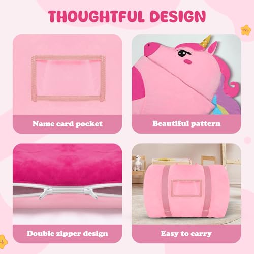 Kids Sleeping Bag Soft Plush Toddler Nap Mat with Pillow for Boys Girls Large 67 * 27.5 Inch Sleeping Mat for Daycare Preschool Kindergarten - color: Unicorn
