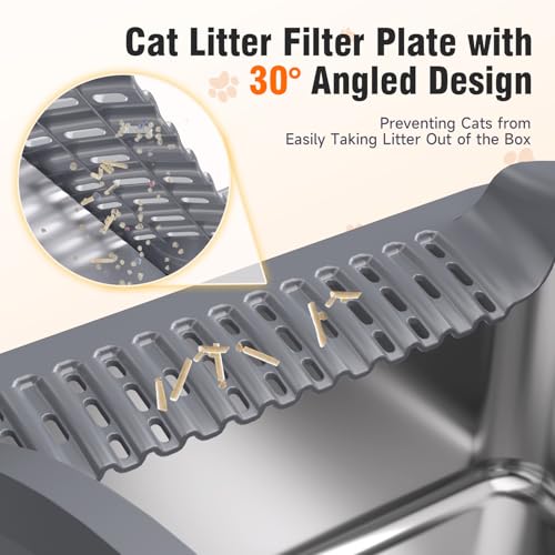L2 Stainless Steel Litter Box (Dark Grey XL) - color: Dark Grey XL