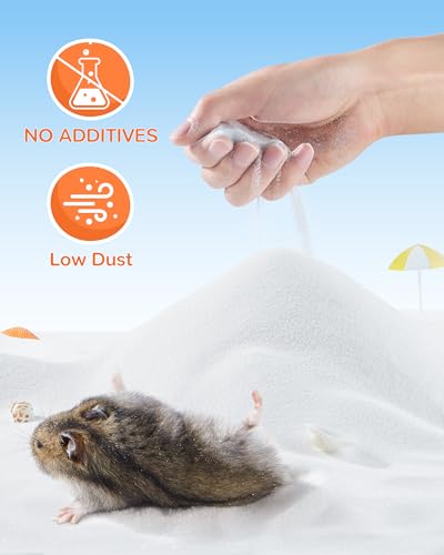 35oz Hamster Sand, Low-Dust Potty Litter | 100% natural white sand for hamster bath. Low-dust potty litter for gerbils, Syrian mice & other small animals. - color: White, size: 2.2LB