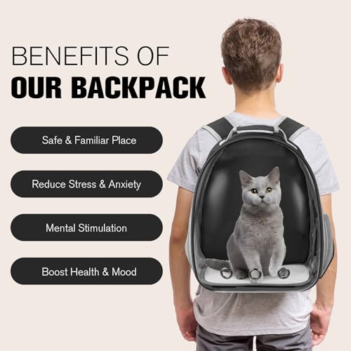 Cat Carrier Backpack, Pet Carrier Backpack Front Pack for Small Medium Cat Puppy Dog Carrier Backpack Bag Space Capsule, Pet Carrier for Travel Hiking Walking Camping (Black) - color: Black