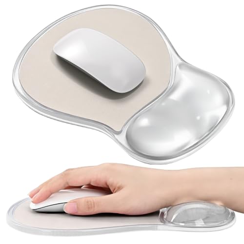 EooCoo Ergonomic Waterproof Mouse Pad with Gel Wrist Rest Support | Middle Concave Design for Natural Wrist Alignment, Non-Slip Base Mousepad, Carpal Tunnel Relief, Office Desk Accessories - color: Transparent White