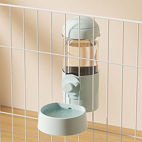 Pet Dog Cat Hanging Automatic Feeders Drinking Bowls, Auto Gravity Rabbits Feeder Water Set, Cage Pet Feeding Bowls Dispenser for Cats Dogs Puppy, Rabbit Hamsters Chinchilla Hedgehog (Green-Water) - color: Green-water