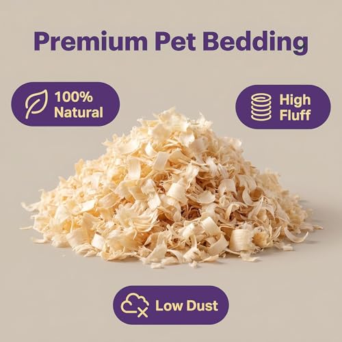 Natural Aspen Shavings Pet Bedding 4.5 Lb, Low-Dust & Chemical-Free, Ultra-Absorbent Cage Litter for Hamsters, Rabbits, Gerbils & Small Animals, Biodegradable Wood Shavings（70L Before Compression）