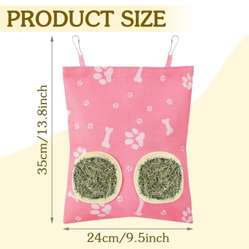 UPINS 3Pack Guinea Pig Hay Feeder Bag,Bunny Rabbit Cage Bag Hanging Holder | Guinea Pig Cage Feeder,for Bunny Rabbits,Chinchillas,Hamsters,Small Pets,and Animals - color: Blue White Pink