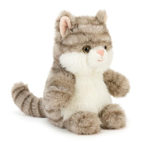 PEACH CAT Cat Stuffed Animal Cute Kitten Plushies Small Plush Toys Gifts for Kids Grey (Squeaky) - style: Grey Cat