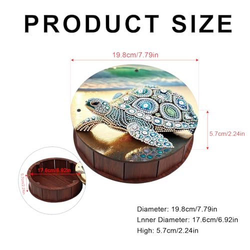 JISHSHAY Diamond Art Candy Box Sea Turtle Diamond Painting Wooden Snack Box Animal Gem Painting Storage Case Gem Art Organizer Case Embroidery Kit Mosaic Kits for Adults Storage Containers with Lid - color: Sea Turtle 1