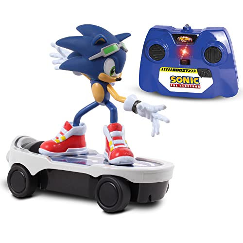 NKOK Sonic the Hedgehog Free Rider R/C Skateboard with Turbo Boost, Ages 6+ | Full-function RC skateboarder, rubber tires, adjustable front wheel, officially licensed, ages 6+, requires 6 AA batteries - style: Sonic Free Rider