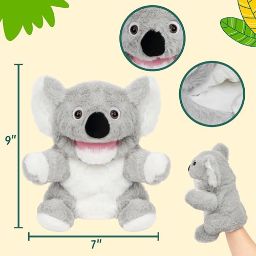 Easfan Koala Hand Puppet with Movable Mouth Plush Toy Gift for Kids 10" | Interactive storytelling, cute stuffed animal, creativity imagination, easter christmas birthday holiday gift, for toddlers - style: Koala