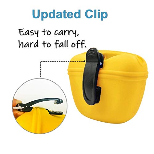 RoyalCare Silicone Dog Treat Pouch-Small Training Bag-Portable Dog Treat Bag for Leash with Magnetic Closure and Waist Clip[US Design Patent] - color: dark yellow