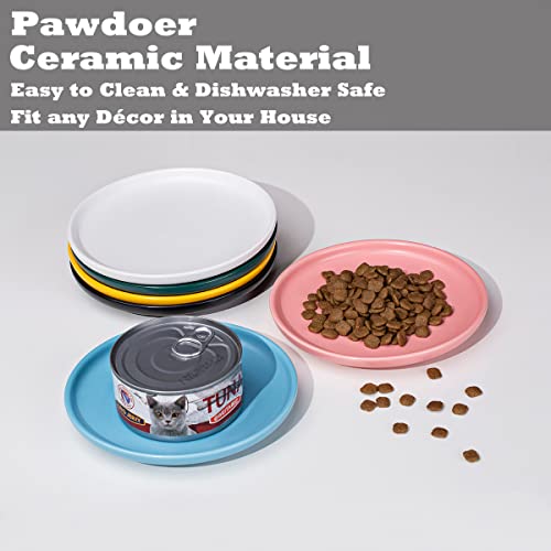Ceramic Shallow Cat Dish 6 inch, Whisker Fatigue Free Cat Food Bowls, Wide and Small Pet Plate for Kitten and Kitty, Short Legged Munchkin Cat - color: 2 Pack - Black & White