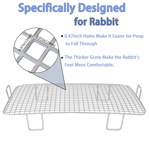 Stainless Steel Rabbit Litter Box,Bunny Litter Pan with Widened Grid,Toilet Tray,High Back Wall,Deep Waste Storage (Medium) - size: Medium