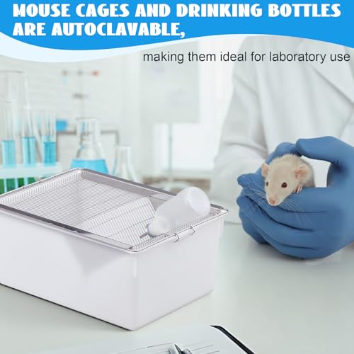 LemonRoad 2 Pack Lab Mouse Breeding Cage 19"x14"x8.5" with 500ml Water Drinking Bottle Laboratory Rat Rodent Breeding & Weaning Cage for Small Lab Animals - size: 19"x14"x8.5", style: Modern