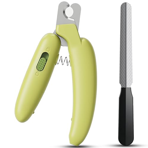 Dog Nail Clippers,Dog Nail Trimmers for Small Medium Dogs and Cats - Professional Grooming Tool with Safety Lock, Sharp Stainless Steel Blade Prevents Splitting，Includes Nail File (Green-mini) - size: Green-mini