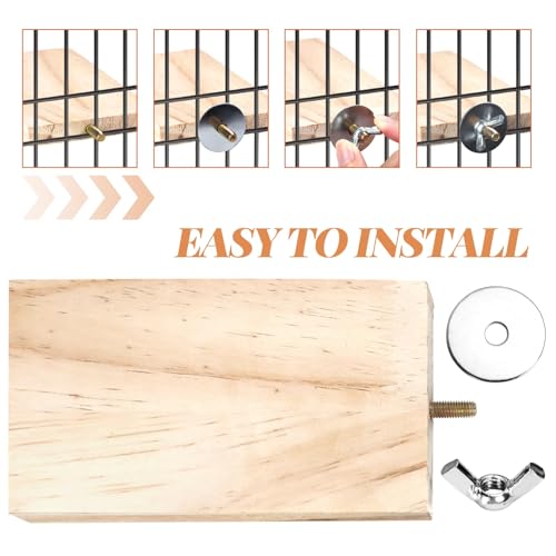 4-Size Bird Platforms with Wood Perches and Stand Boards - Habitat Cage Corner Shelves with Stainless Steel Washers - Ideal for Parrots, Cockatiels & Small Pets like Hamsters, Gerbils & Chi