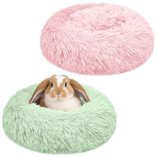 Bunny Bed 2 Pack Large Rabbit Hideout Soft & Comfortable | Small Animal Bedding, Cozy Bed Mat, Warm Hideaway, Cage Accessories for Guinea Pig - color: Pink+Green