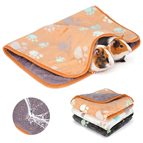YUEPET Guinea Pig Blankets 3 Pack, Waterproof-Backed Fleece Liners, S | Guinea Pig Fleece Cage Liners, Waterproof Backing, Washable mats, Soft Fleece Surface, 23 x 16 in - color: White+gray+coffee, size: S-23"×16"