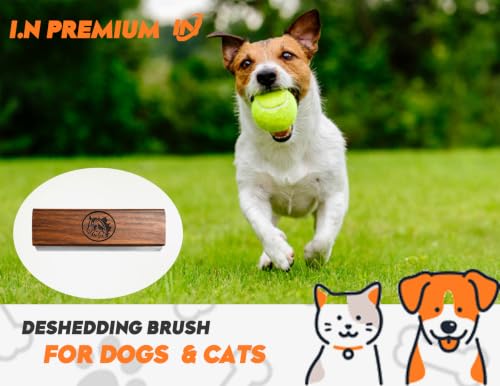 Original Deshedding Grooming Tools for Dogs, Cats & Horse Easy Ergonomic Wooden Groom pro Professional Brush Grooming Tool, Remove painlessly 95 Percent of Lose Hair Fur & Dirt (5 inch) - size: 5 Inch