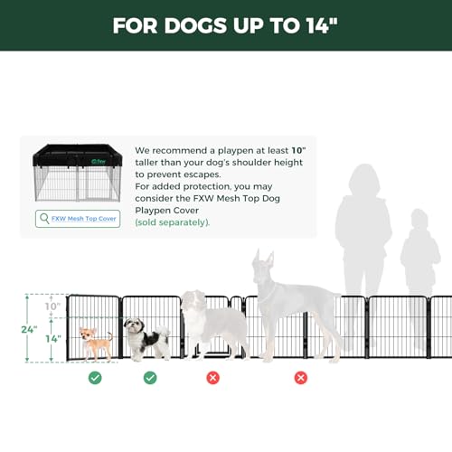 FXW Homeplus Indoor Dog Playpen, 24" H, 8 Panels, for Puppies & Small Dogs | Stress-free play, Heavy-duty, Semi-open design, Easy setup, Threshold-free gate, Expandable, Patented - color: Black, size: 24"H